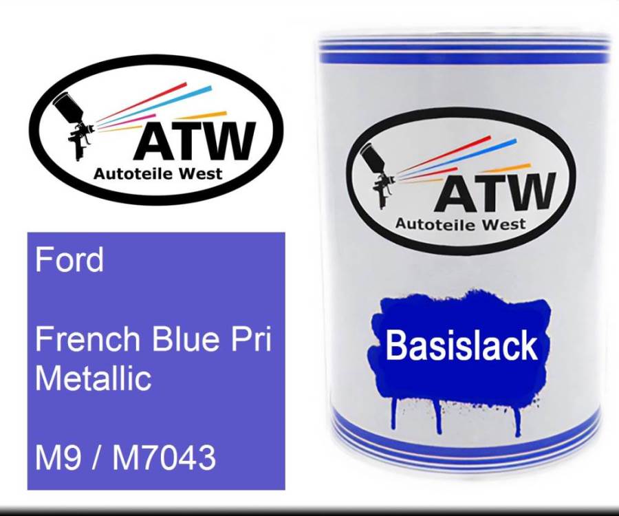 Ford, French Blue Pri Metallic, M9 / M7043: 500ml Lackdose, von ATW Autoteile West.